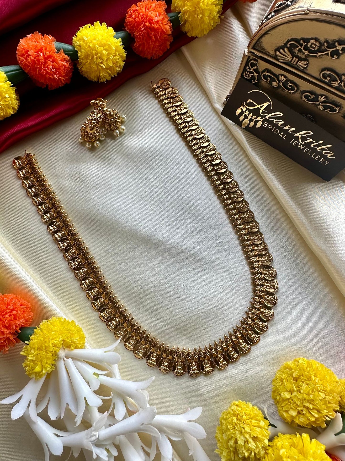 Antique Long Lakshmi Coin Haram with Jhumka