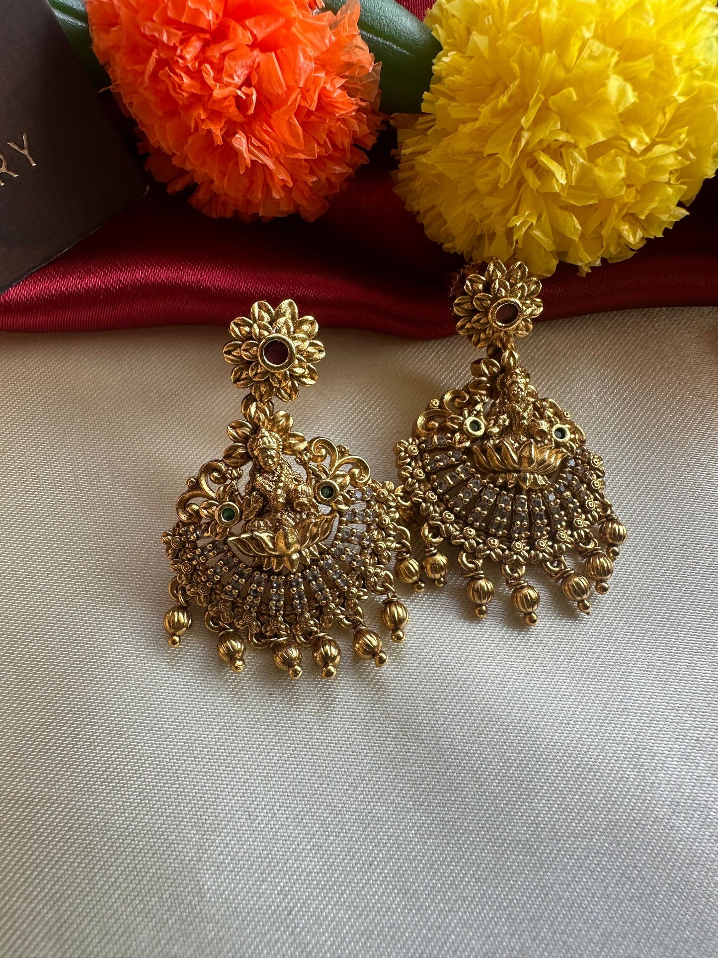 Premium Long Lakshmi Haram with Golden Beads