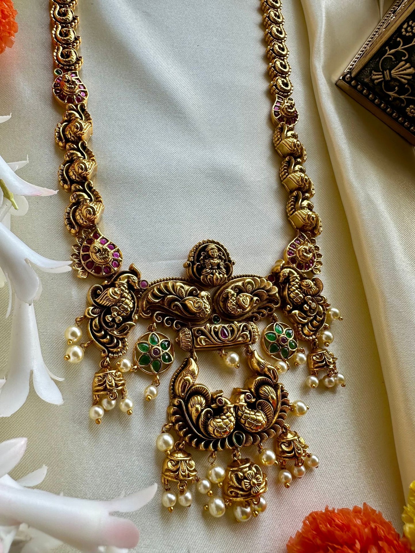 Premium Long Peacock Haram with Pearl Beads