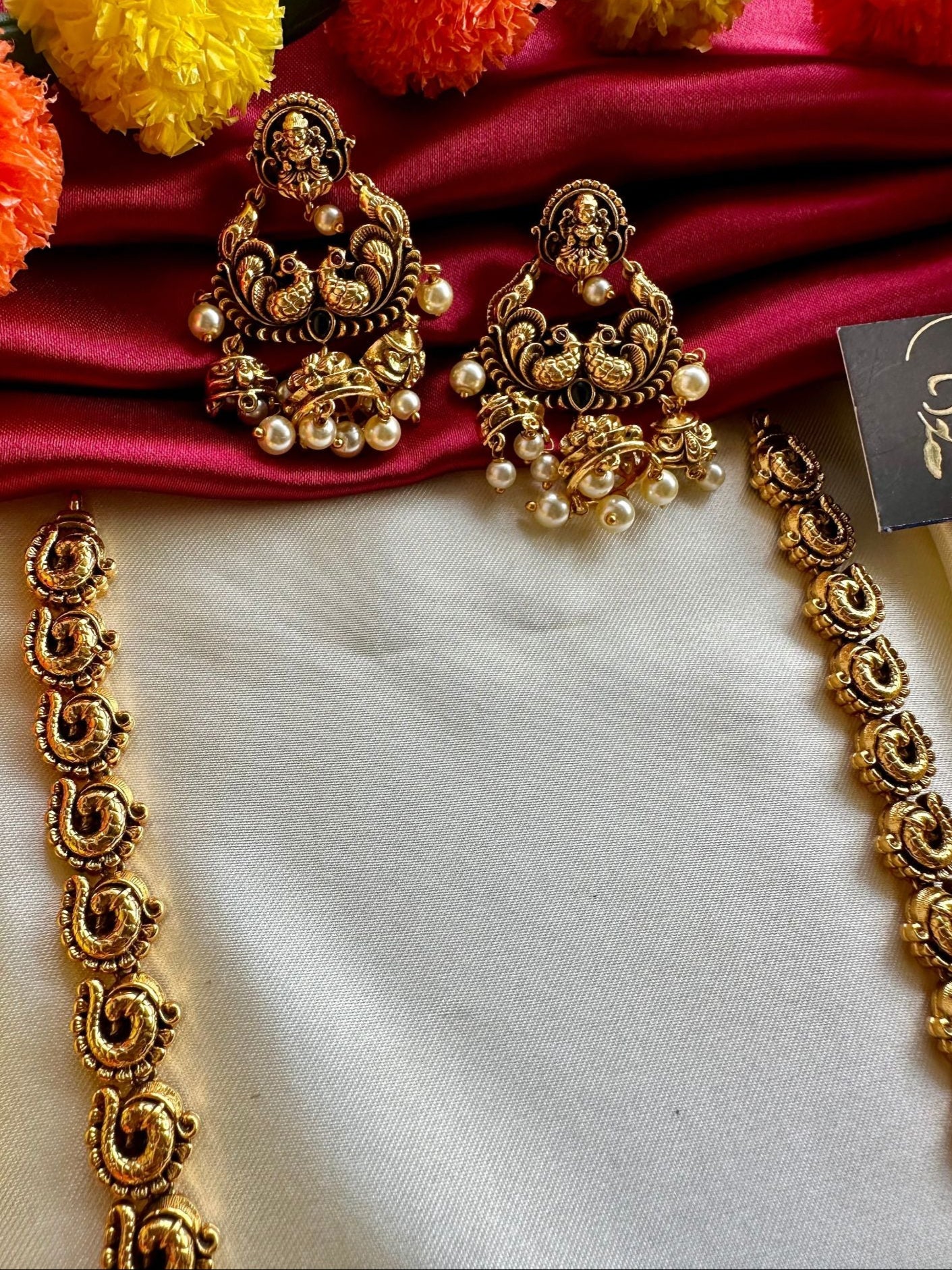 Premium Long Peacock Haram with Pearl Beads