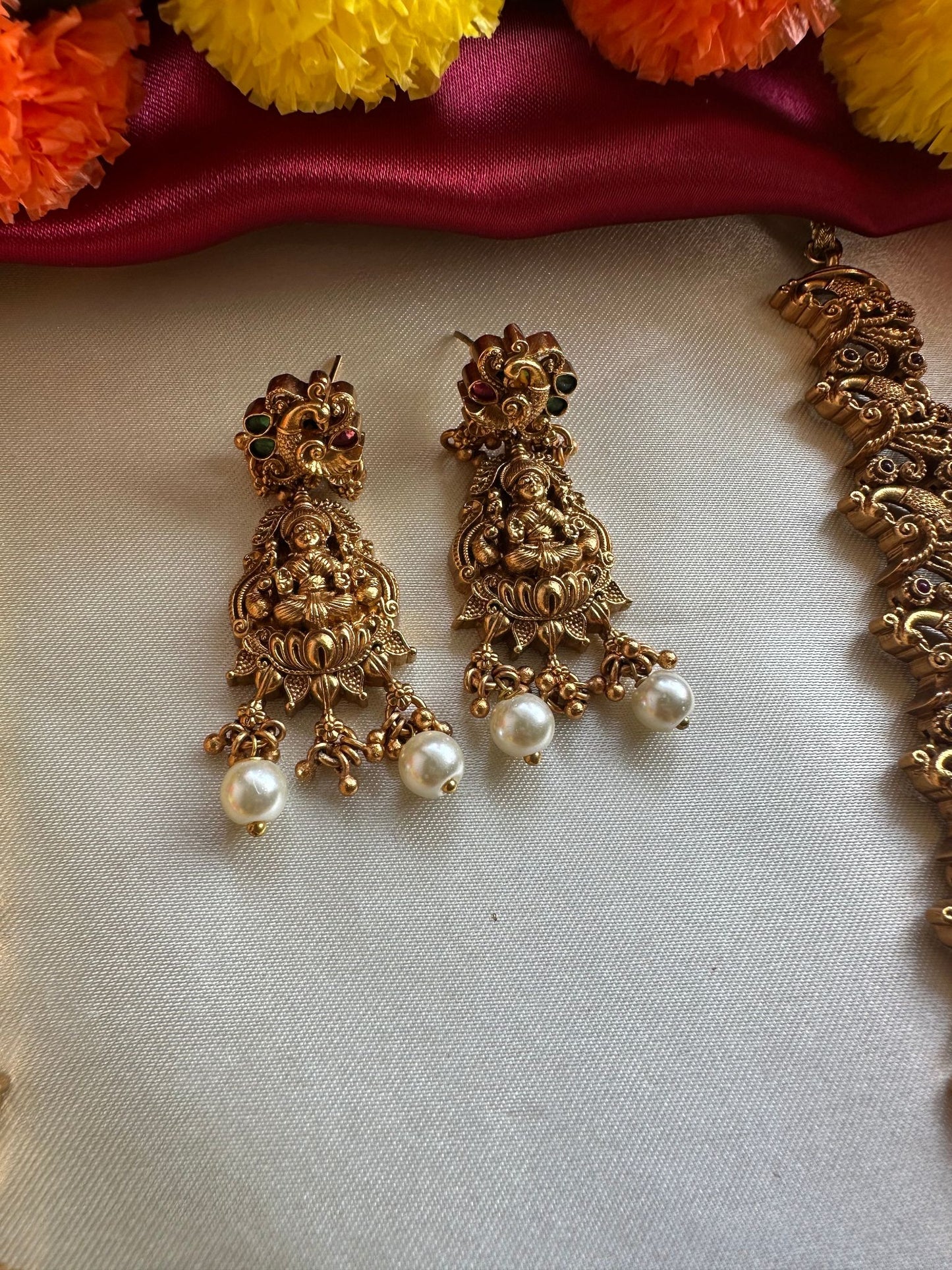 Premium Antique Long Lakshmi & Peacock Haram