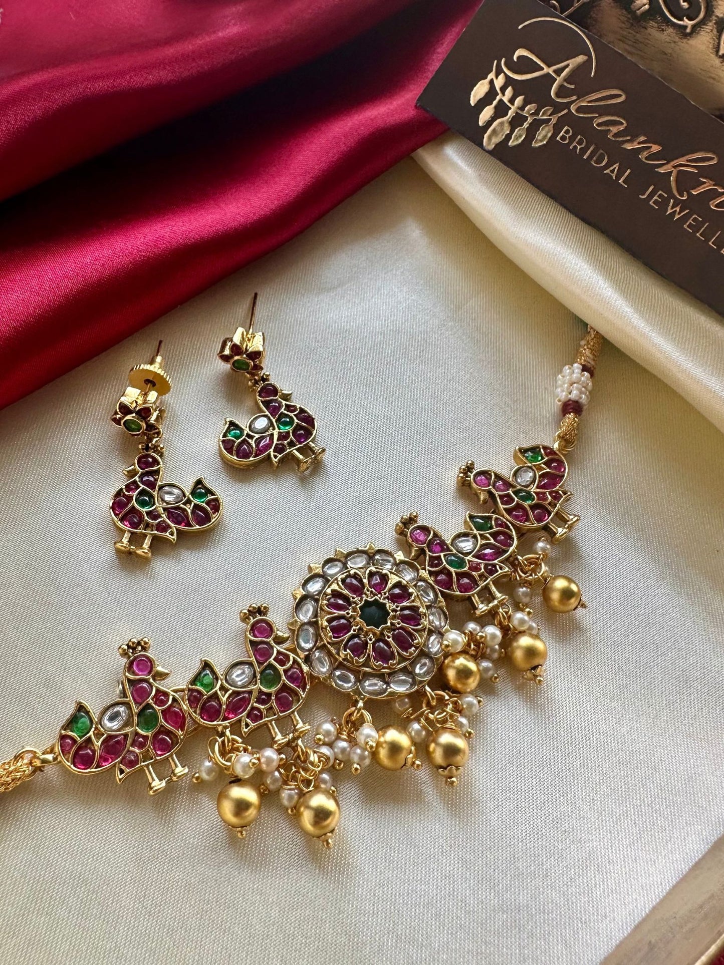 Premium Annam Choker with Golden beads