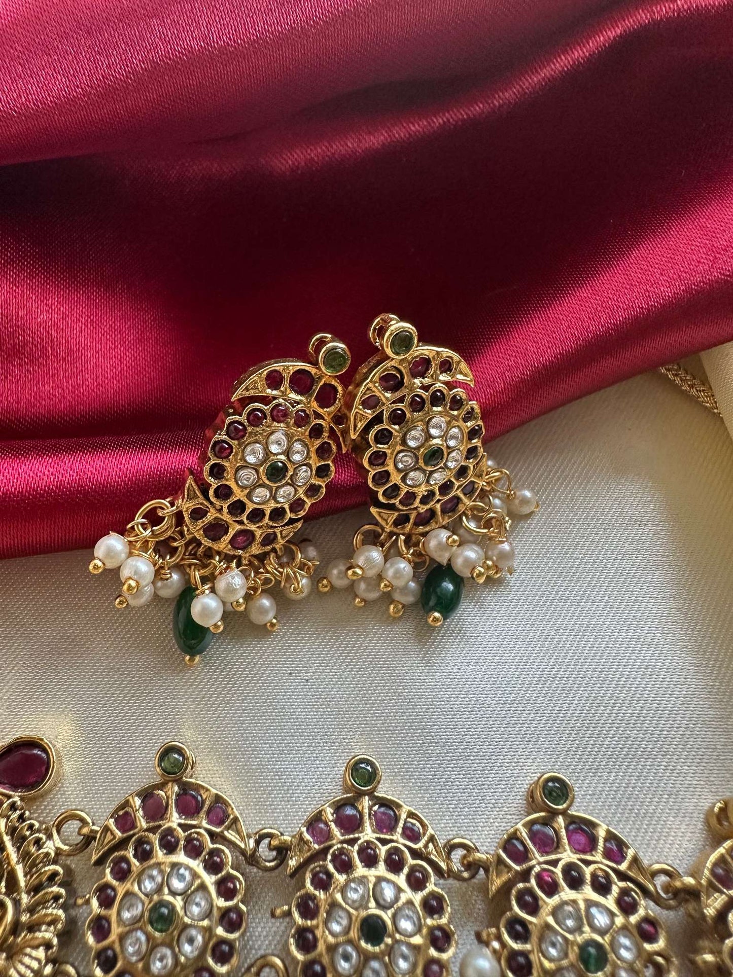 Premium Antique Lakshmi Choker with Kemp Stones
