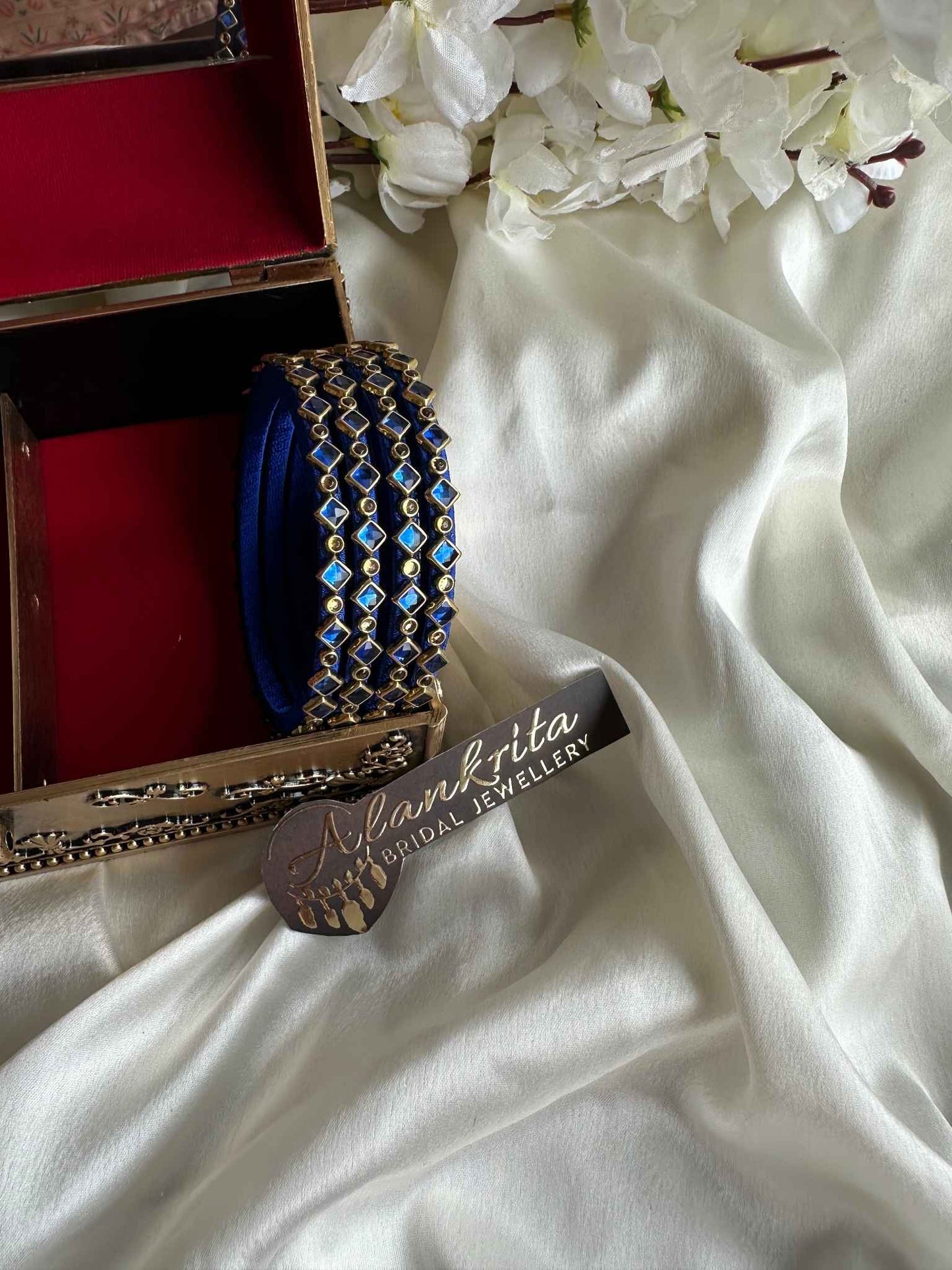 Blue Kundan Bangles