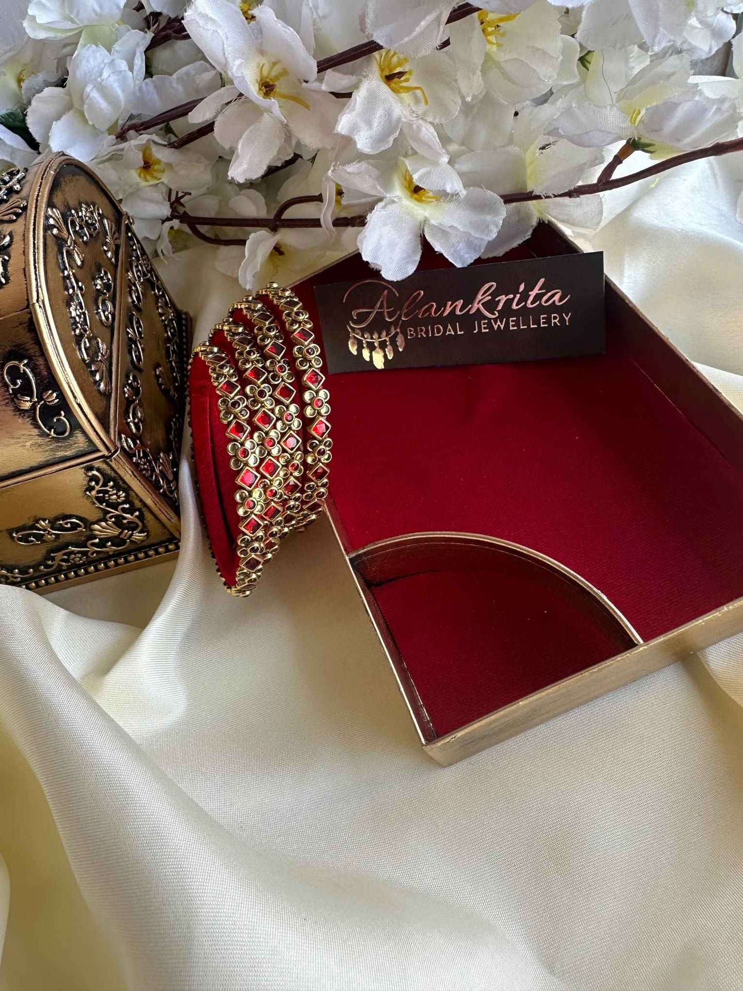 Red Kundan Stone Bangles