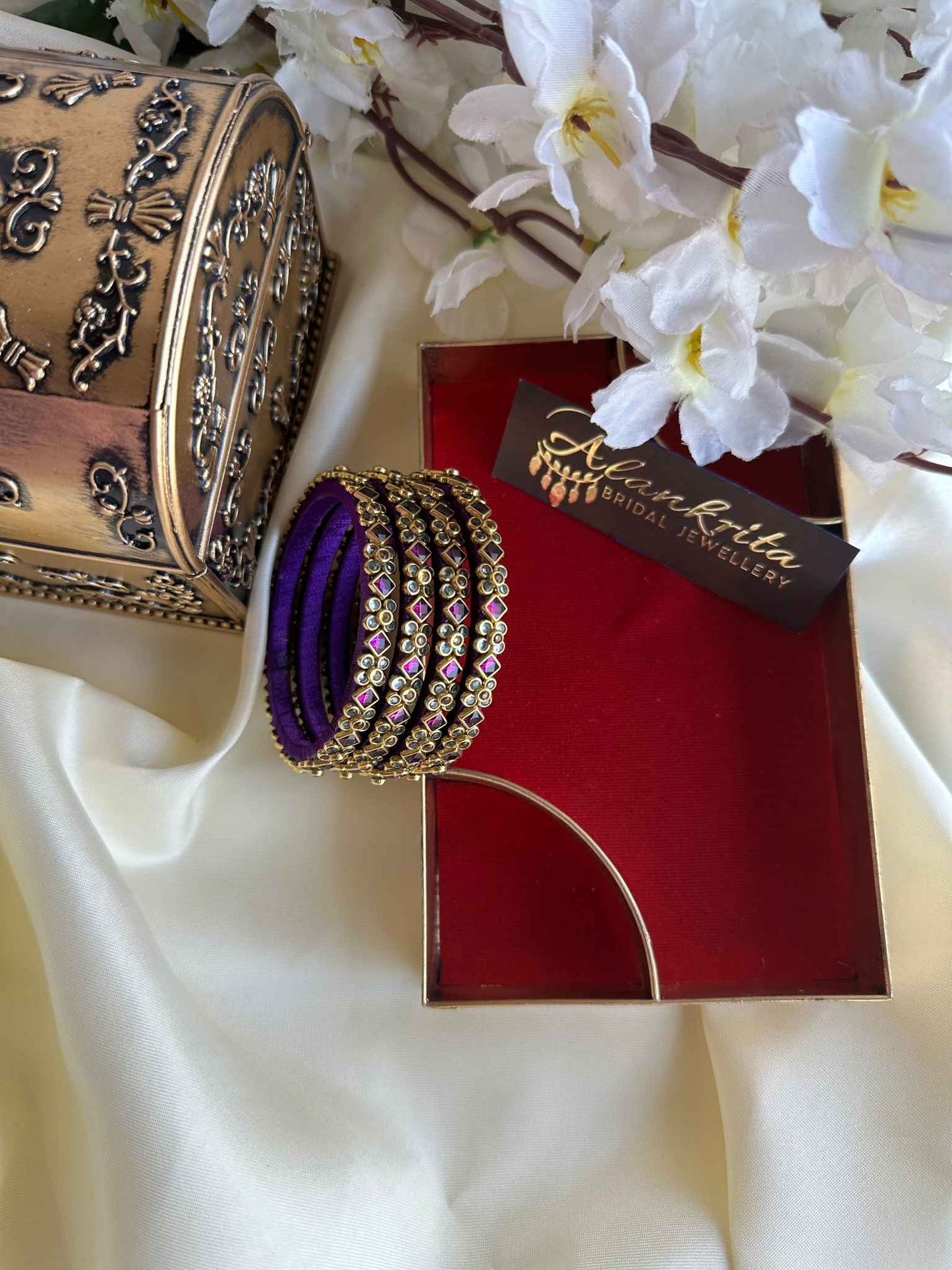 Dark Purple Kundan Stone Bangles