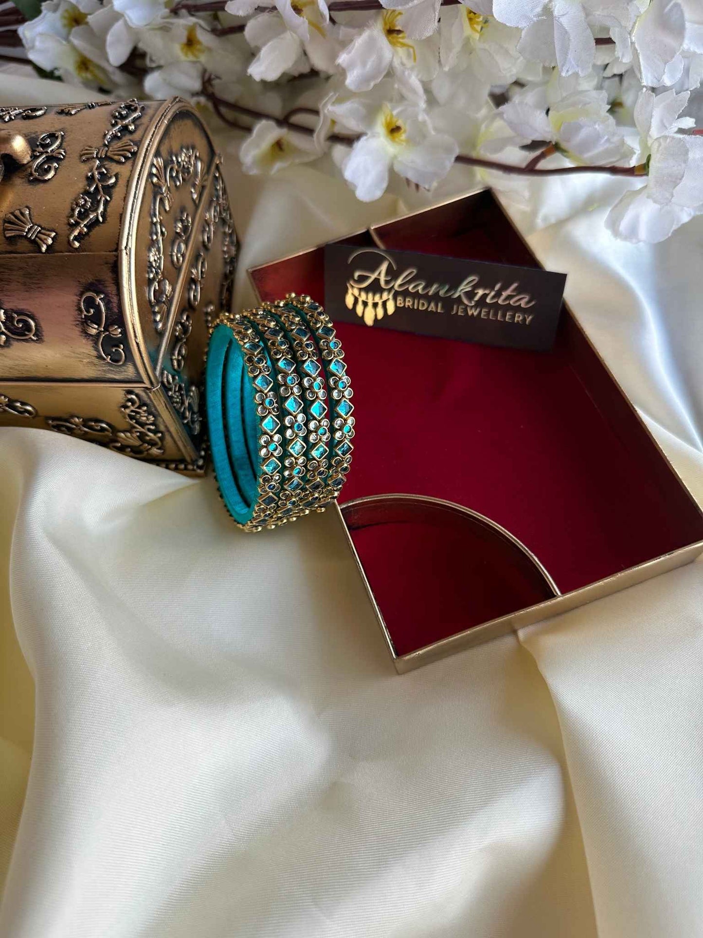 Light Blue Kundan Stone Bangles