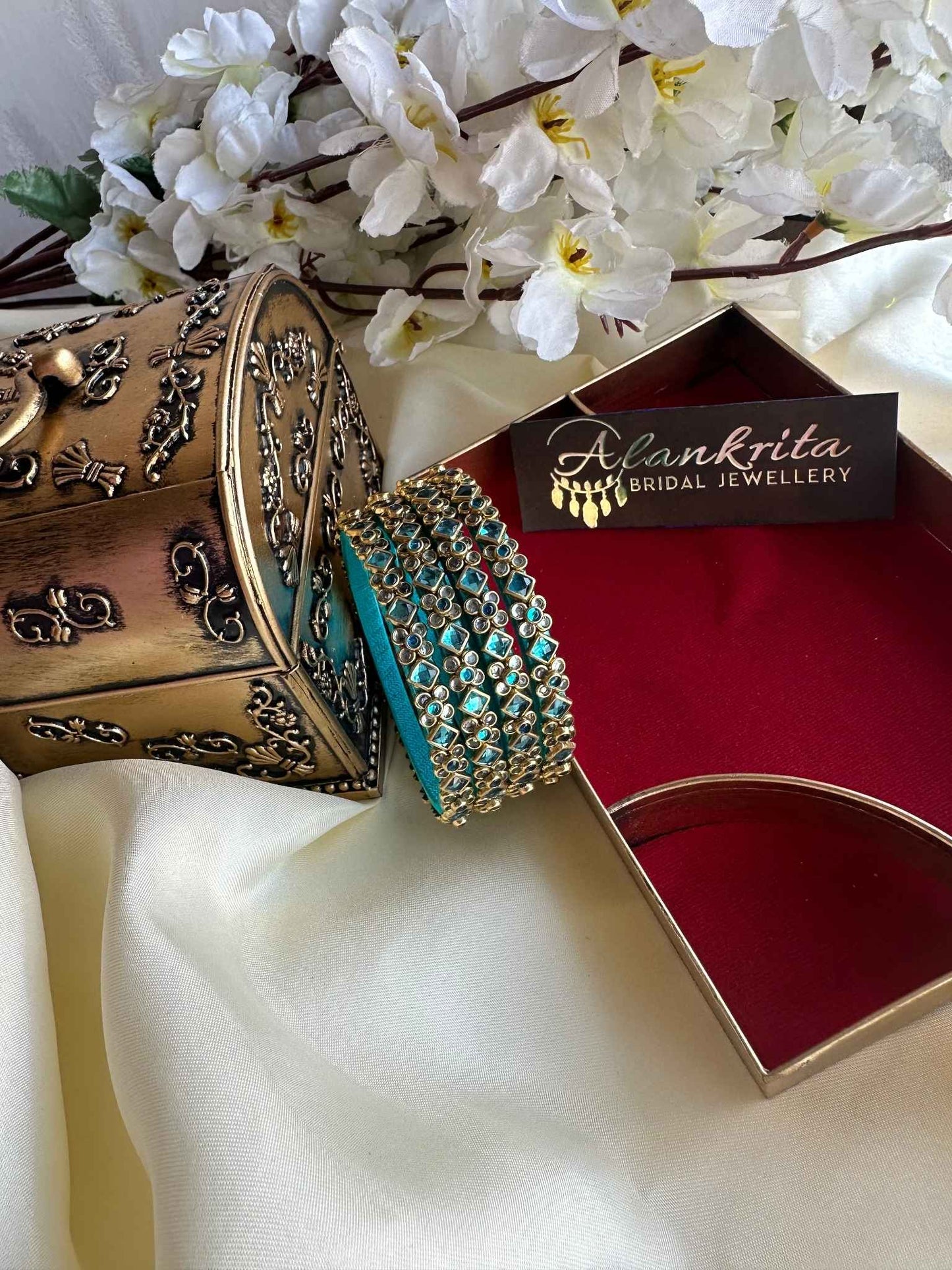 Light Blue Kundan Stone Bangles