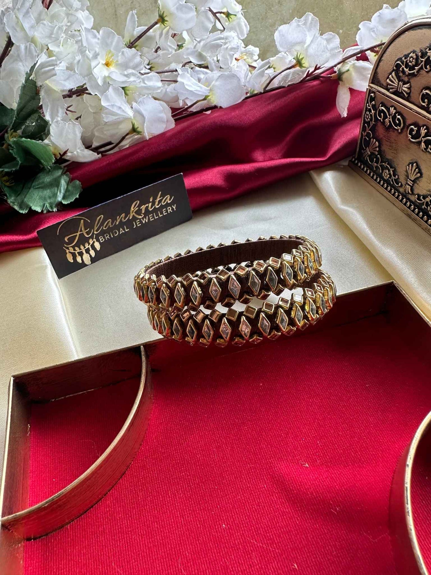 Brown Kundan Stone Bangles