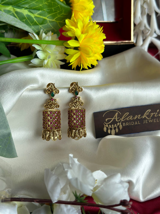 Premium Antique Jhumka with AD stones