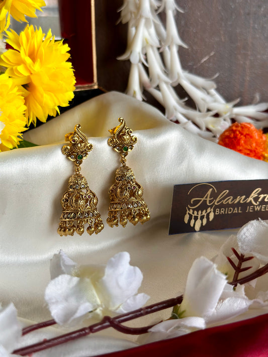 Premium Antique Jhumka with Golden Beads