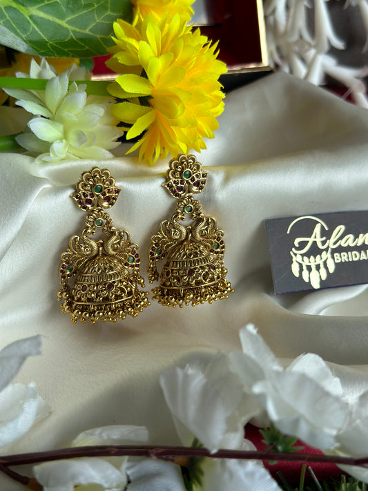 Premium Antique Peacock Jhumka