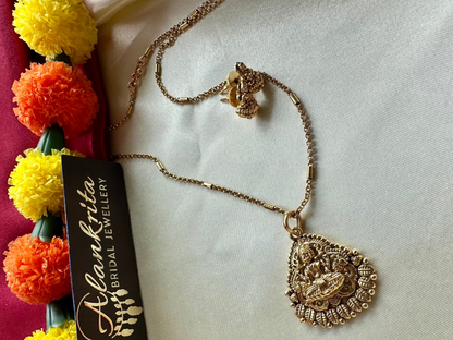 Simple Short Necklace Chain with Lakshmi Pendant