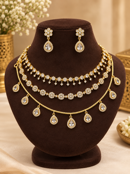 3 Layer Combo Set - AD Stone Necklaces