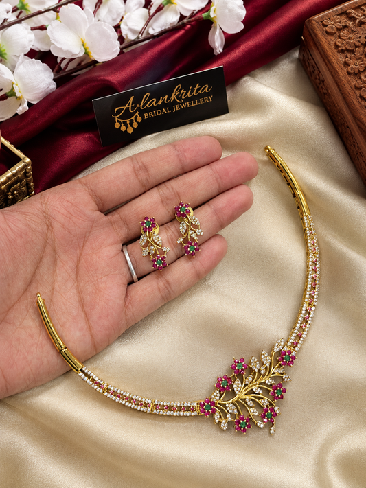 Premium Floral Hasli with AD Stones
