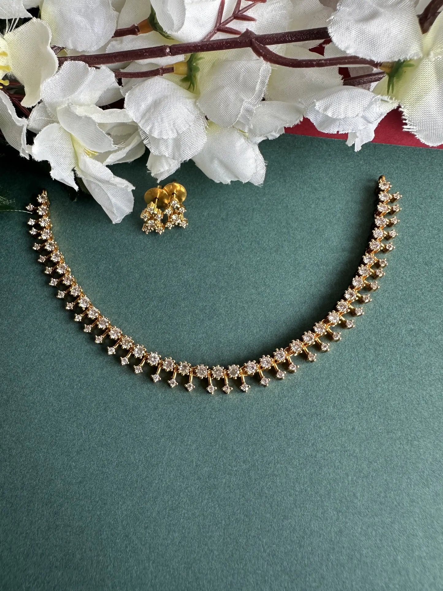 Simple Necklace with White AD Stones