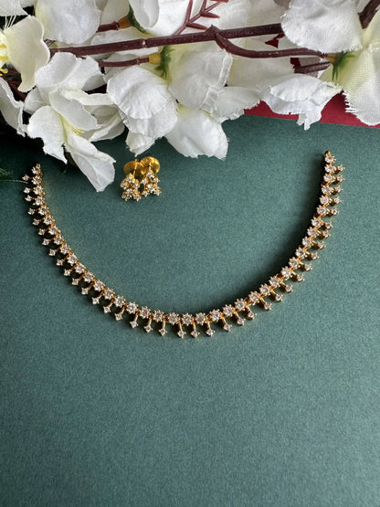 Simple Necklace with White AD Stones