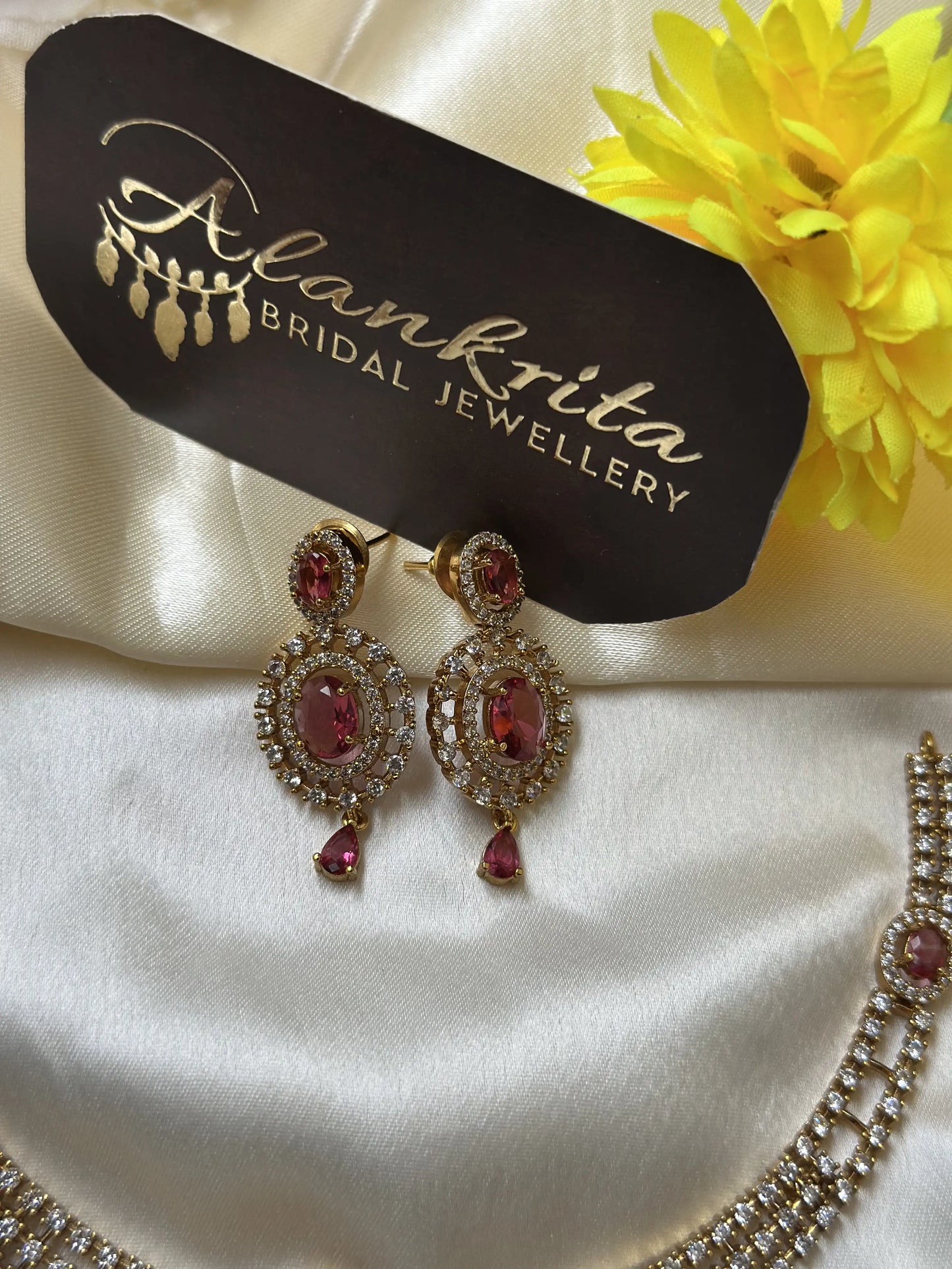 Diamond Inspired Red Stone Necklace
