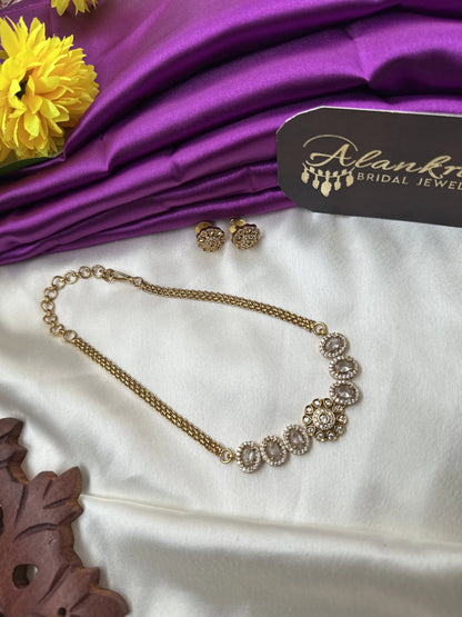 Simple Choker with White Stones