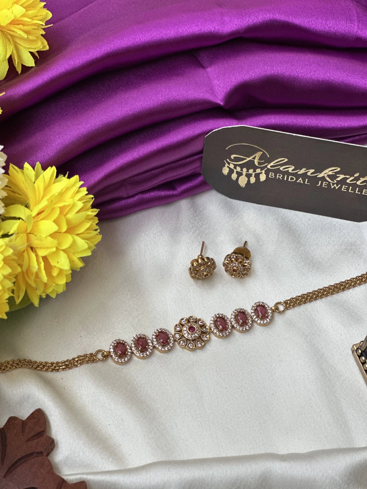 Simple Choker with Red Stones