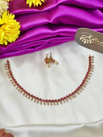 Simple Necklace with Ruby Stones