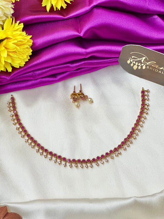 Simple Necklace with Ruby Stones