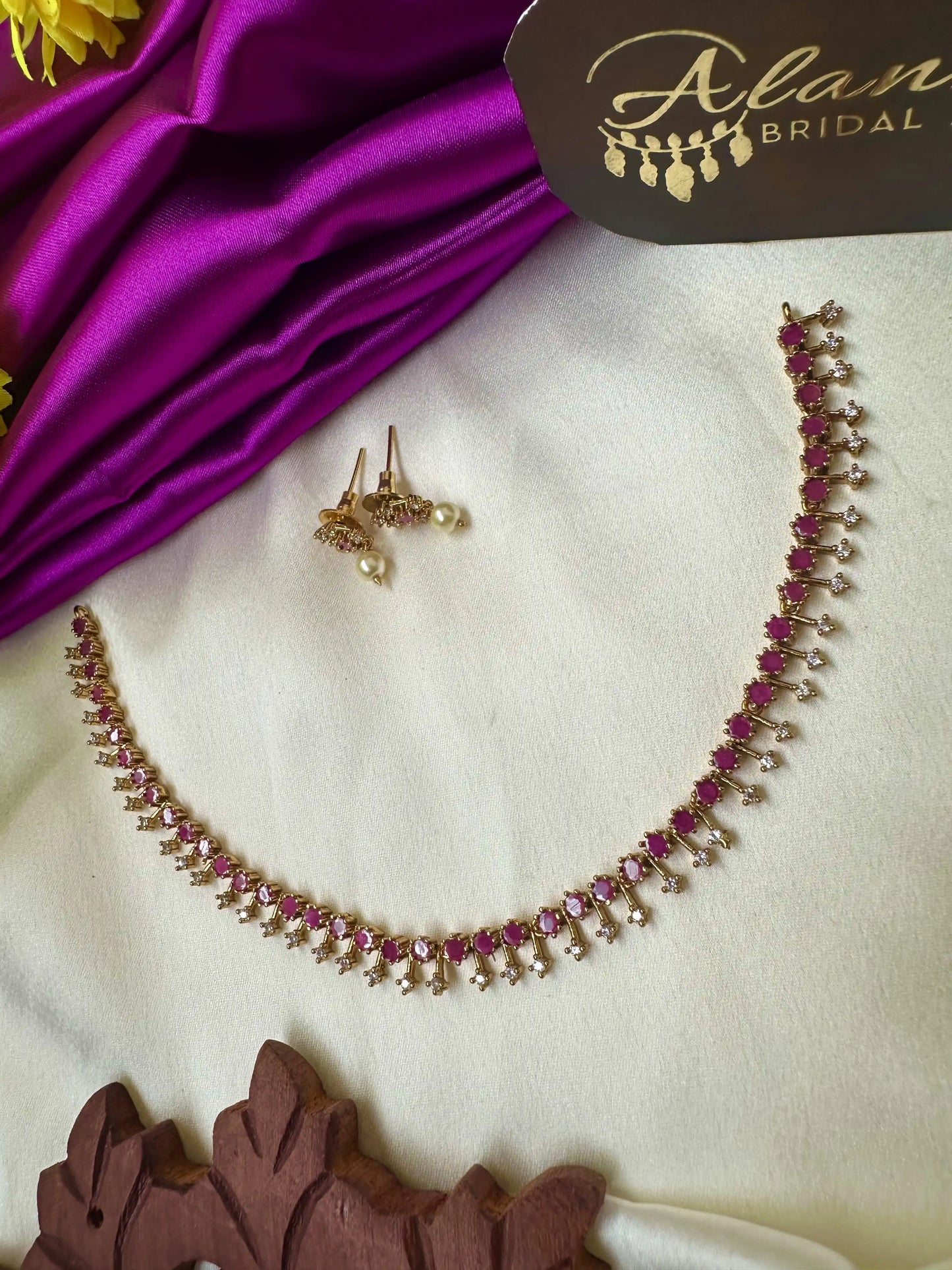 Simple Necklace with Ruby Stones