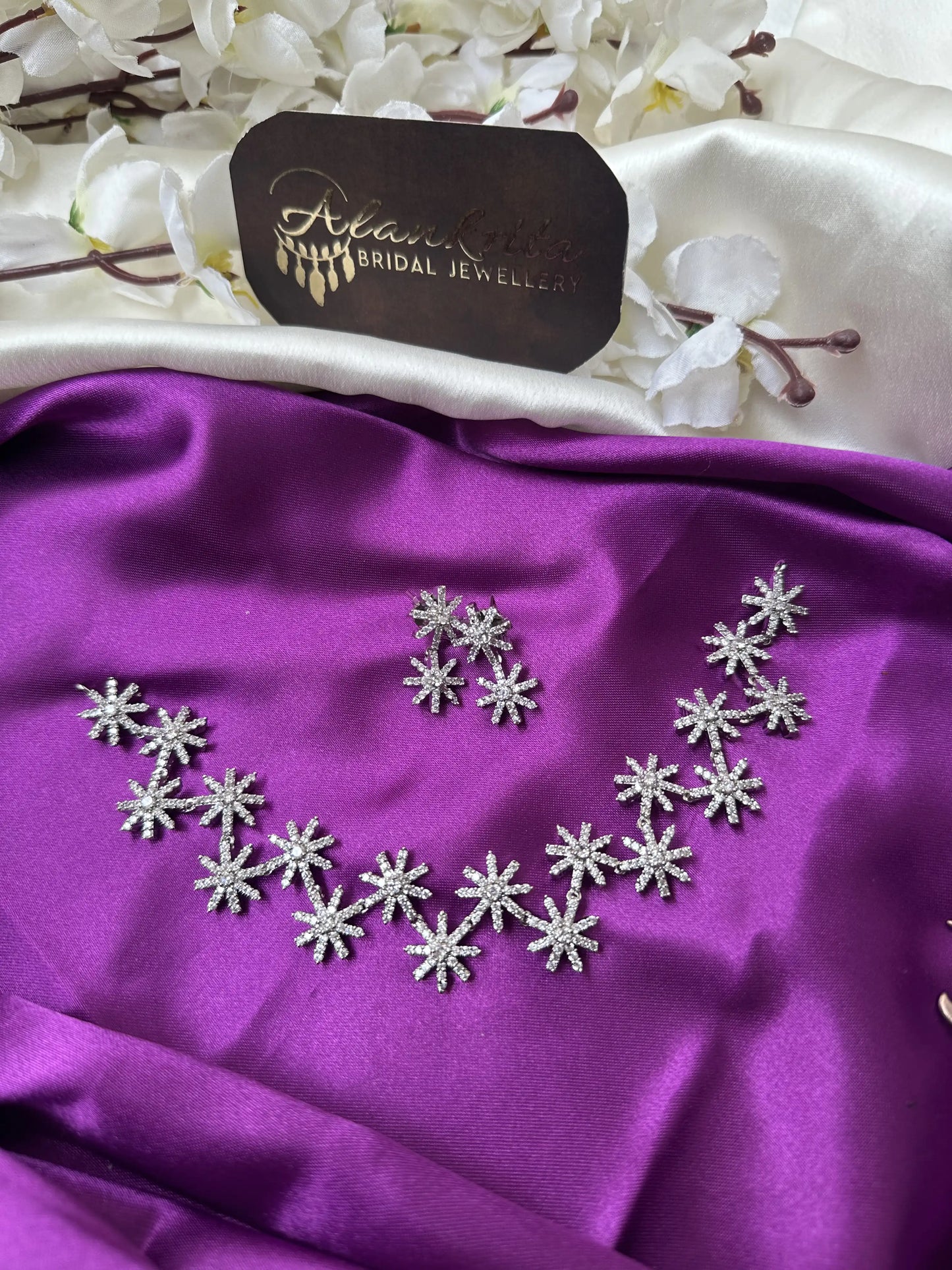 Premium AD Necklace with White Stones