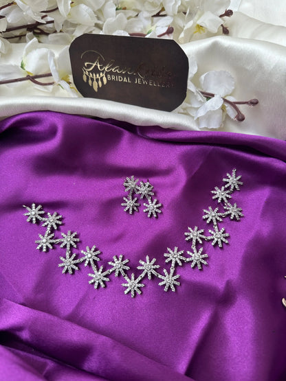 Premium AD Necklace with White Stones