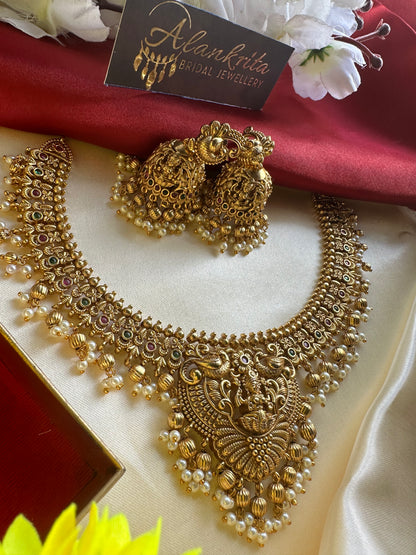 Premium Lakshmi Short Necklace with Jhumka
