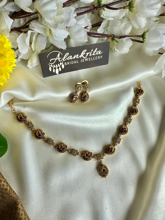 Premium Antique Peacock Short Necklace