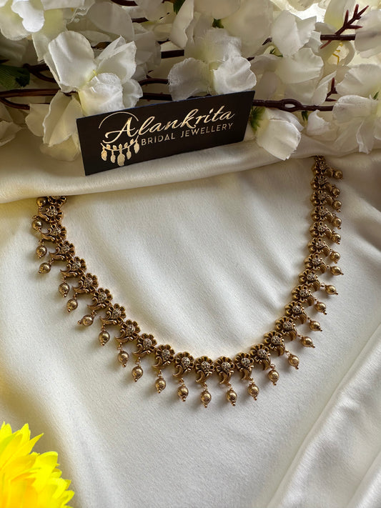 Premium Antique Short Necklace with Golden Beads