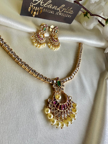 Premium Traditional Half Moon Attigai with Pearl Beads