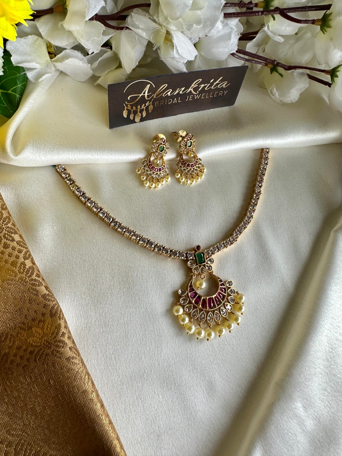 Premium Traditional Half Moon Attigai with Pearl Beads