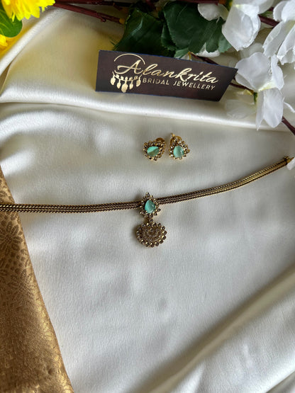 Simple Short Necklace with AD Stones
