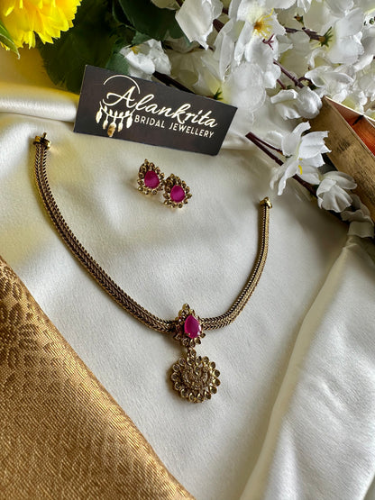 Simple Short Necklace with AD Stones