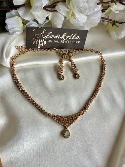 Simple Short Necklace with AD Stones