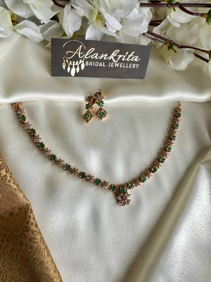 Premium Simple Short Necklace with AD Stones