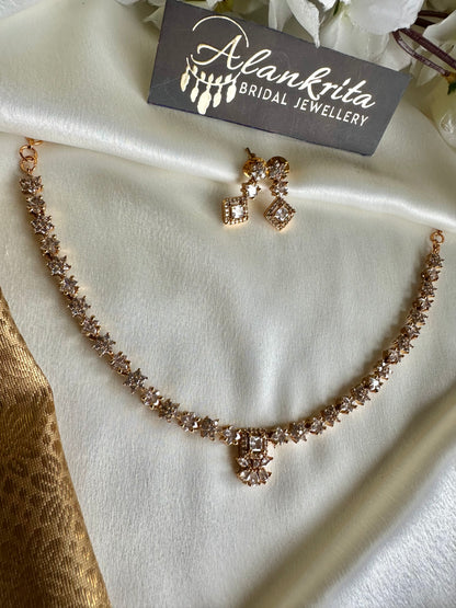 Premium Simple Short Necklace with AD Stones