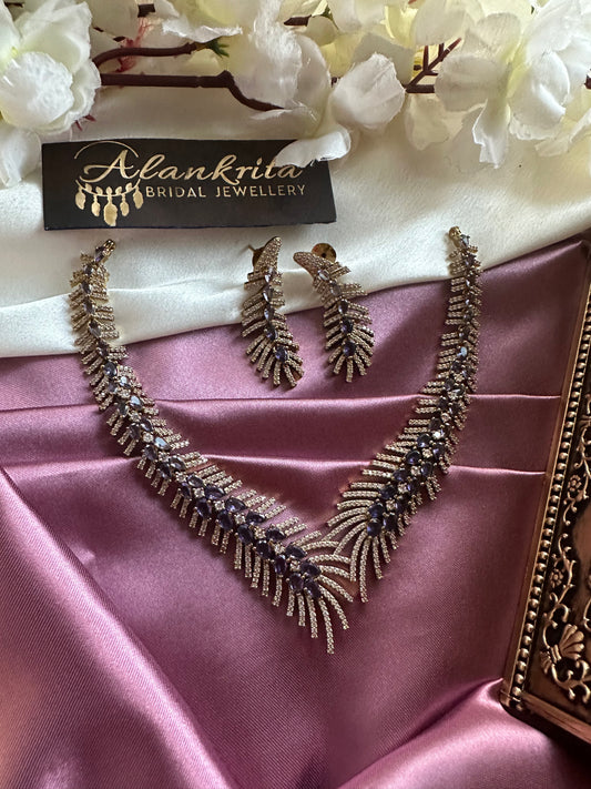 Victorian Purple Short Necklace with AD Stones
