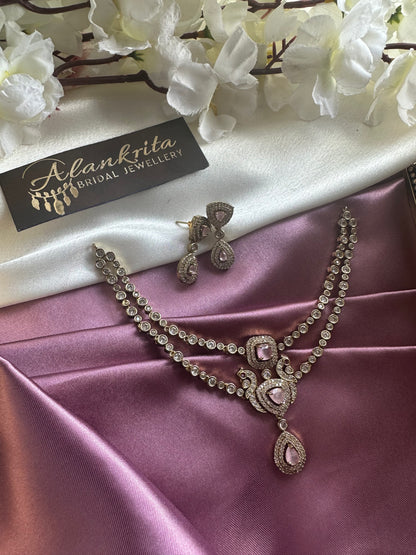 Two Layered Victorian Pink Short Necklace