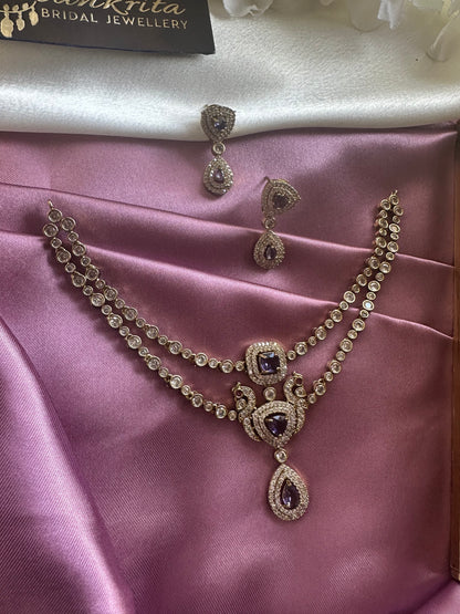 Two Layered Victorian Purple Short Necklace