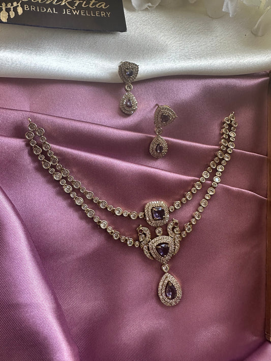 Two Layered Victorian Purple Short Necklace