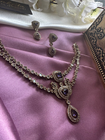 Two Layered Victorian Purple Short Necklace
