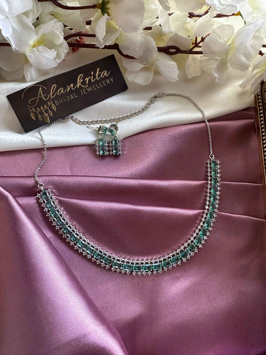 Premium Sea Green AD Necklace