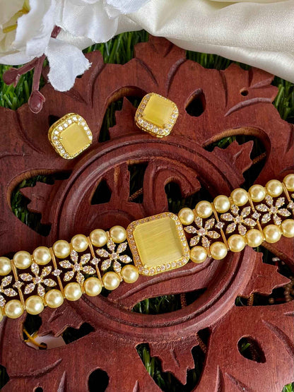 Simple Yellow Choker with AD Stones