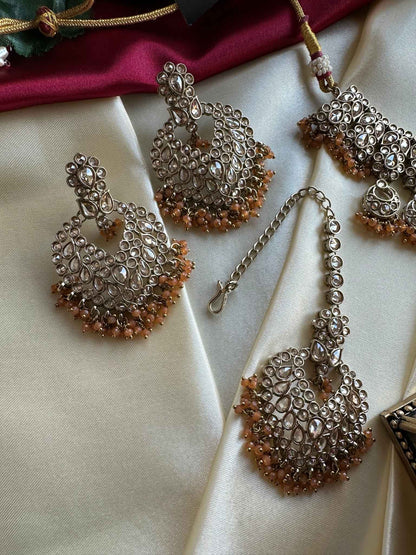 Premium Kundan Choker Includes Tikka with Mustard Beads