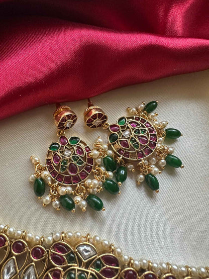 Premium Kemp Choker with Kundan Stones & Moon Drop