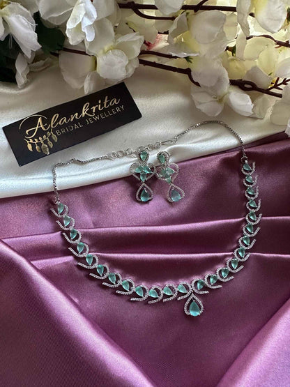Premium Mint Green AD Necklace