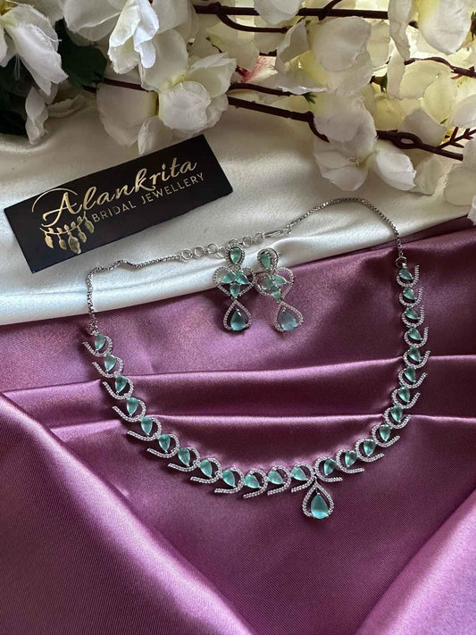 Premium Mint Green AD Necklace